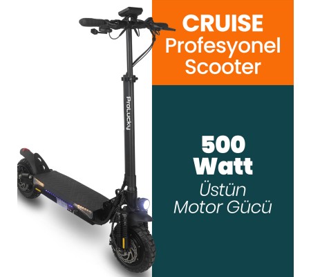 ( YENİ! ) ProLucky PROFESYONEL Cruise Scooter! ( 500 Watt Üstün Motor Gücü, 3 Farklı Sürüş Modu, Çift Süspansiyon, Özel Dizayn Led Ekran! )